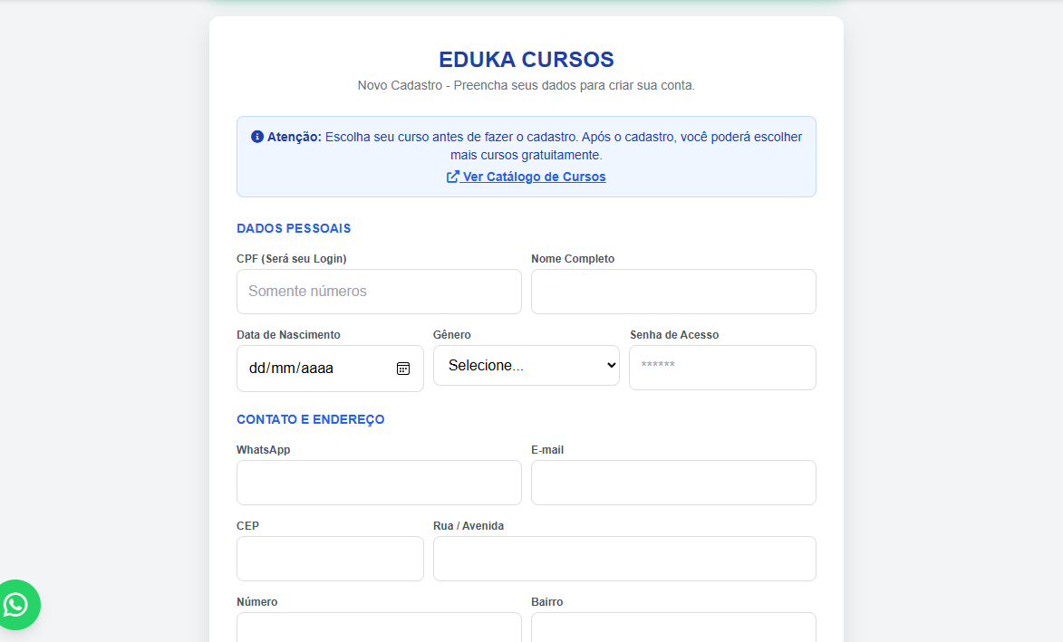 Catálogo de Cursos