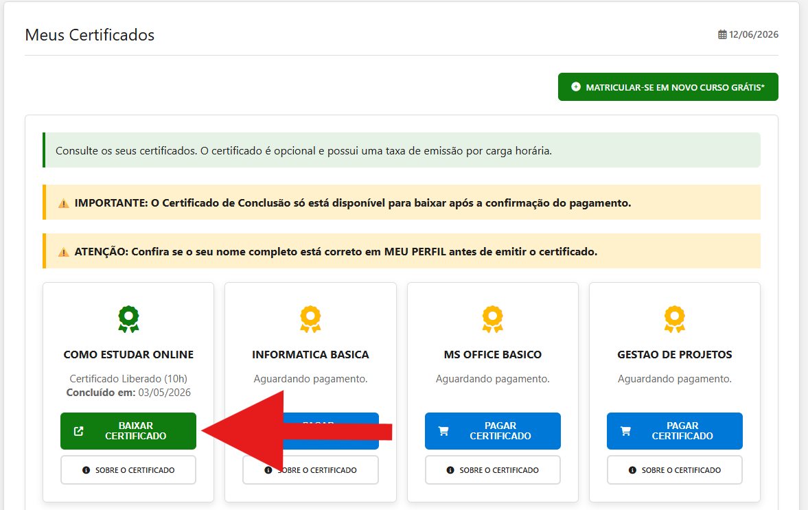 Catálogo de Cursos
